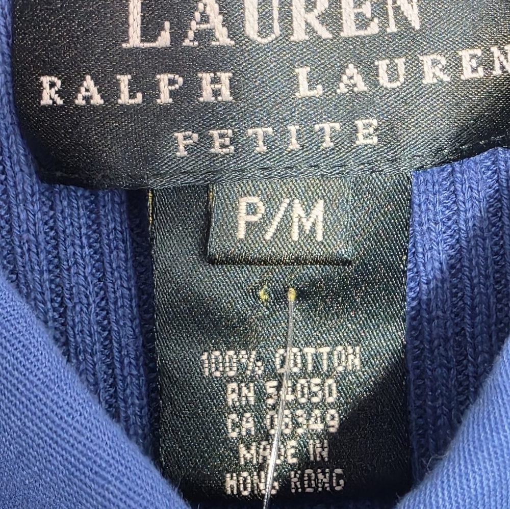 Lauren Ralph Lauren Ribbed Long Sleeves Polo Knit Blue Women's Sweater Size PM - Picture 6 of 7